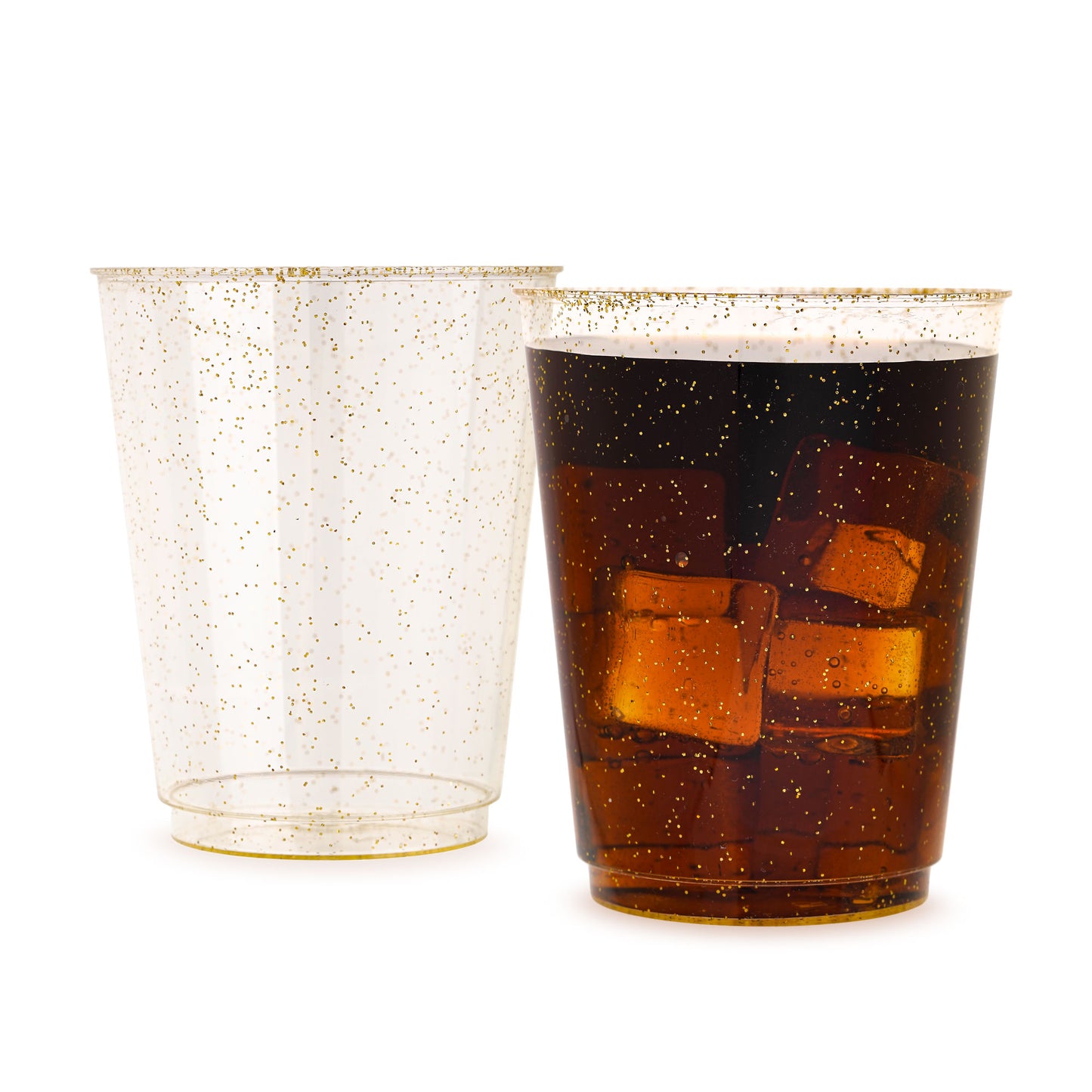 50-Pack 10 oz Gold Glitter Plastic Cups - Perfect for Cocktails and Festive Drinks