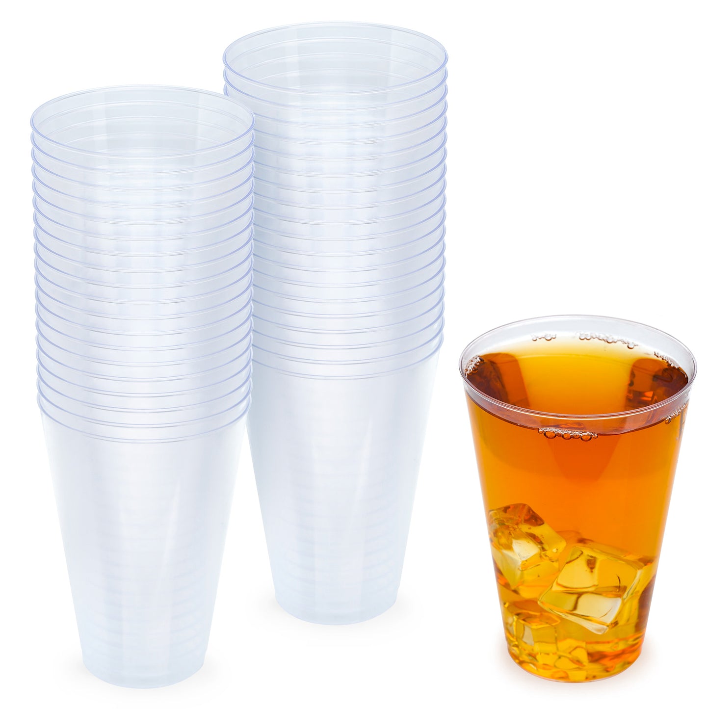 40-Pack 16 oz Clear Plastic Cups - Ideal for Large Cold Beverages and Iced Drinks