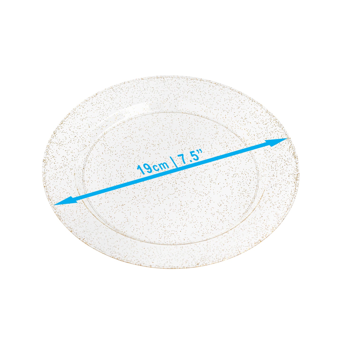 20-Pack 7.5" Hard Plastic Side Plates with Glitter Gold Accent