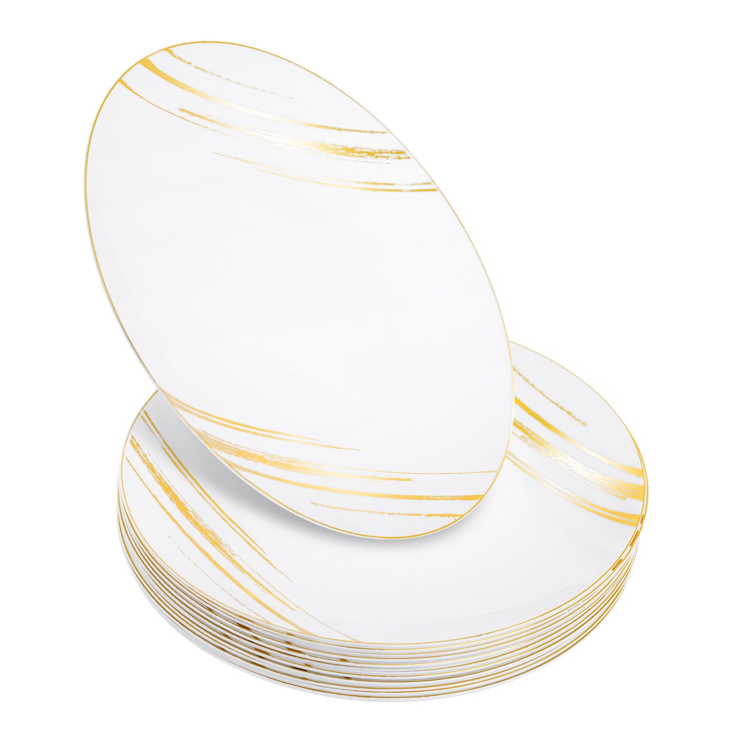 20 Pack 8-Inch White and Gold Hard Plastic Side Salad Plates