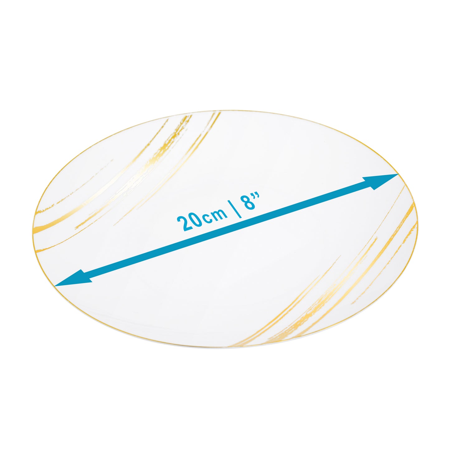20 Pack 8-Inch White and Gold Hard Plastic Side Salad Plates