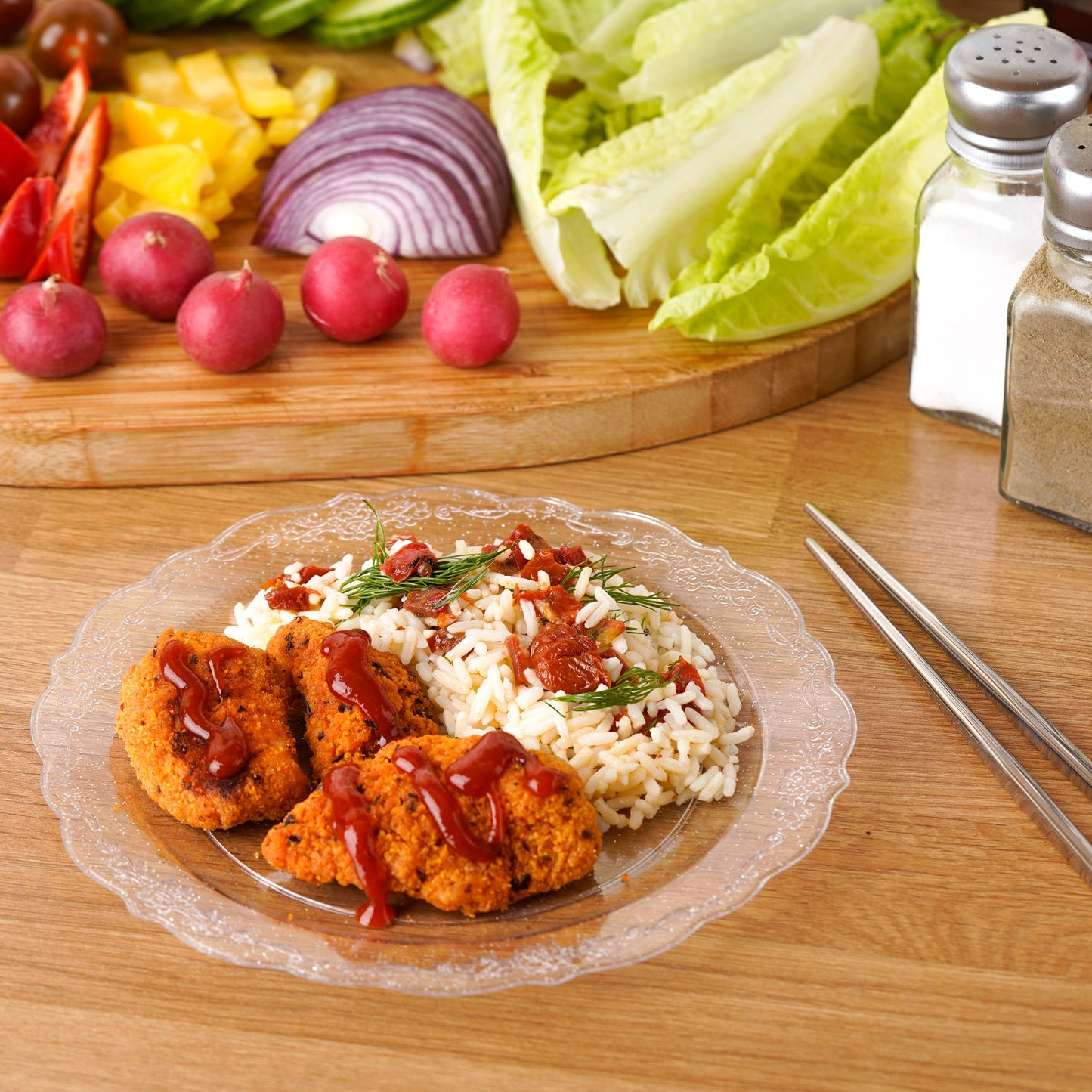 10-Pack Clear Plastic Glitter Side Salad Plates - 7.5 Inches