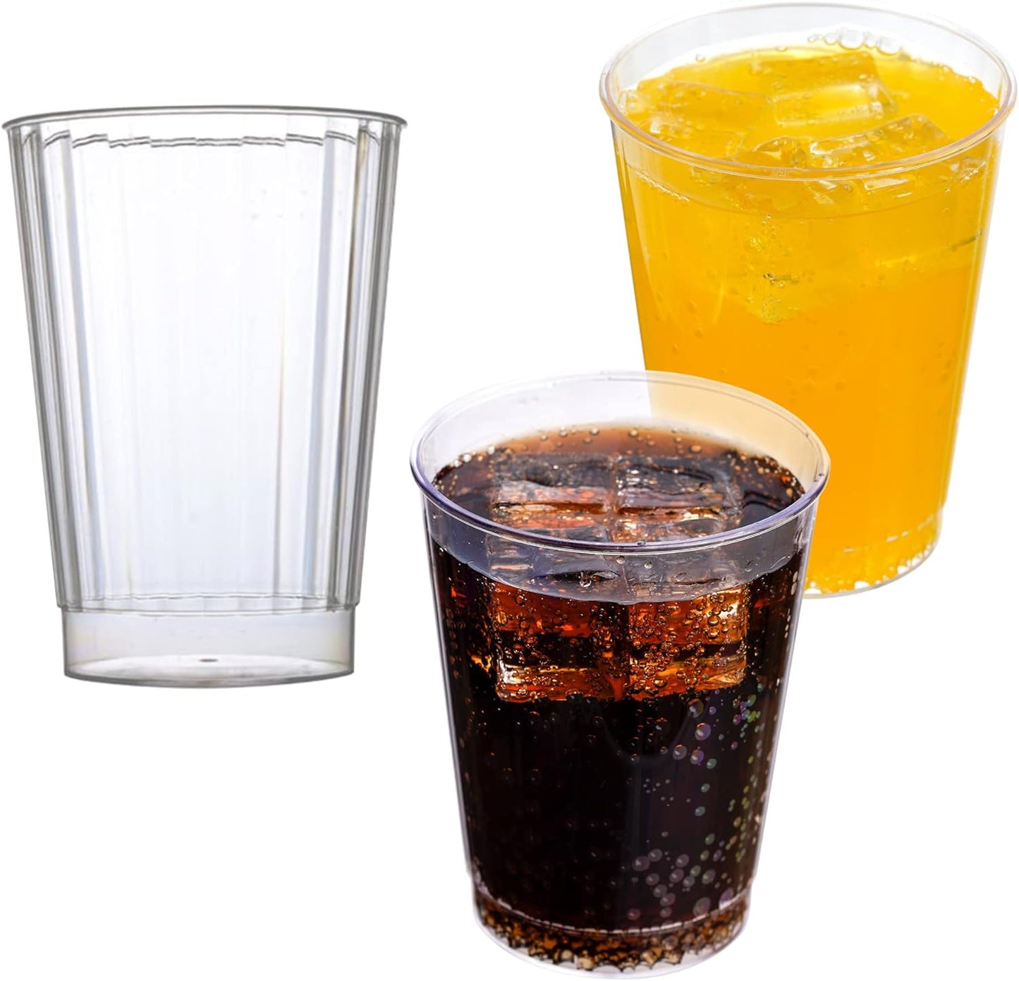 40-Pack 10 oz Heavy-Duty Fluted Clear Plastic Cups