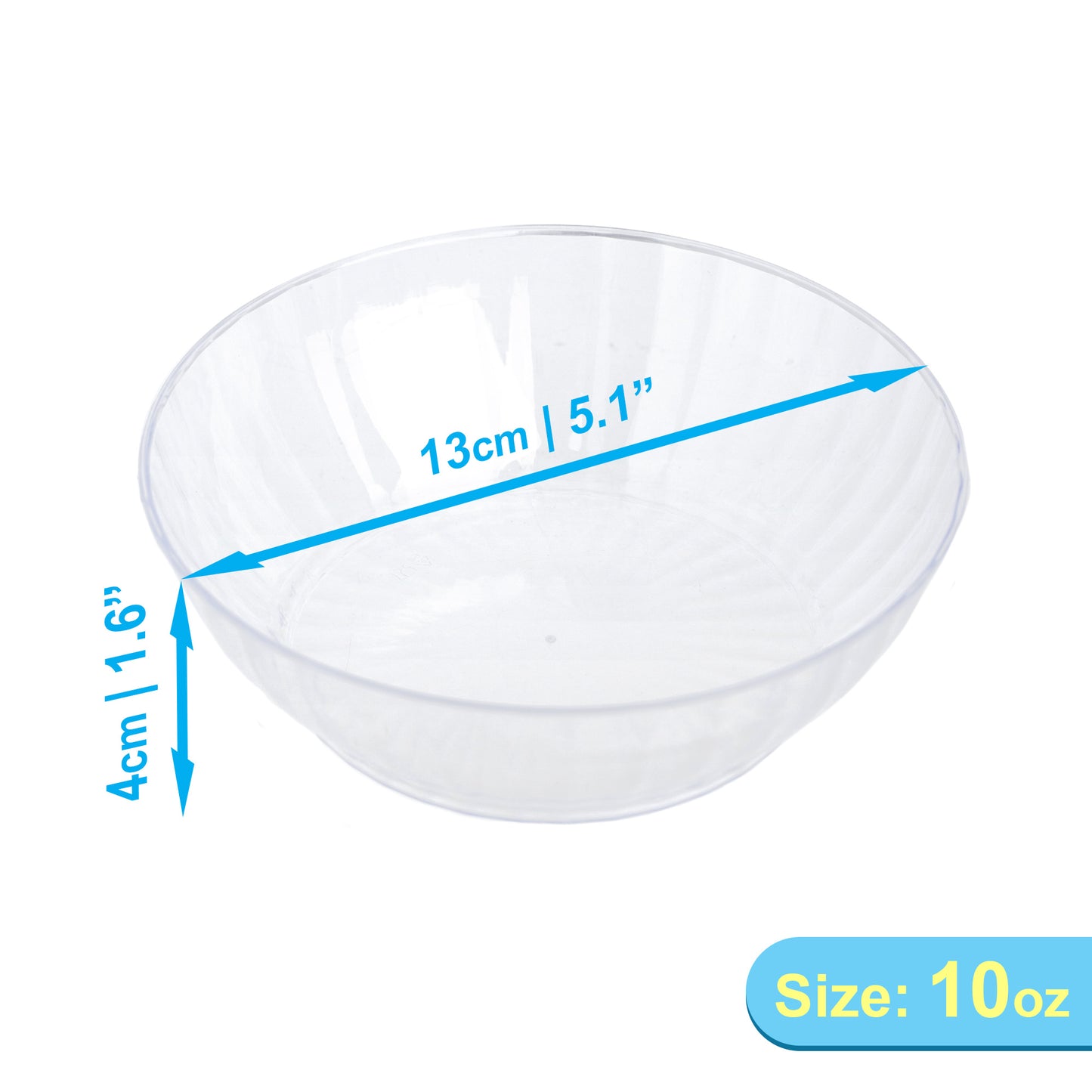 40 Pack - 10oz Clear Plastic Dessert Bowls, Ribbed Design