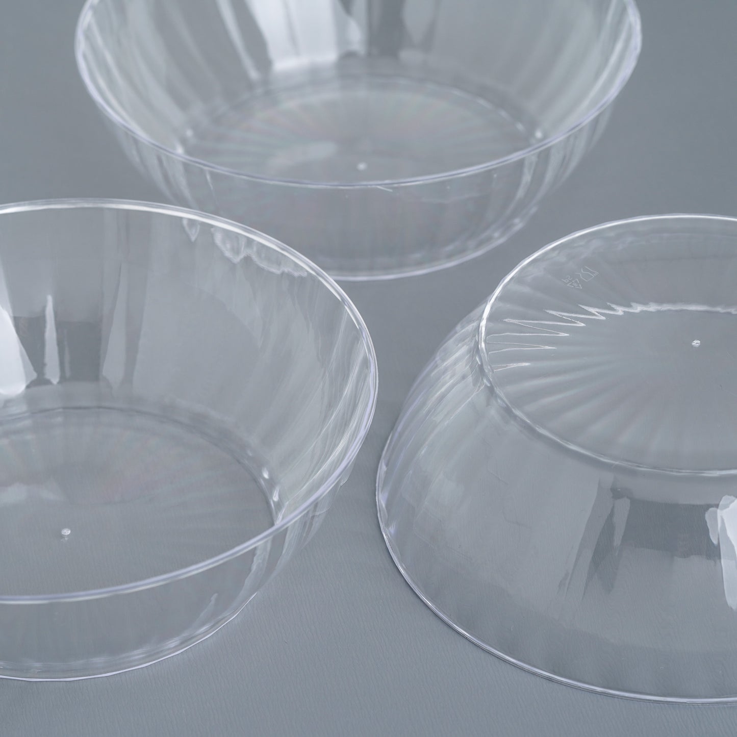 40 Pack - 10oz Clear Plastic Dessert Bowls, Ribbed Design