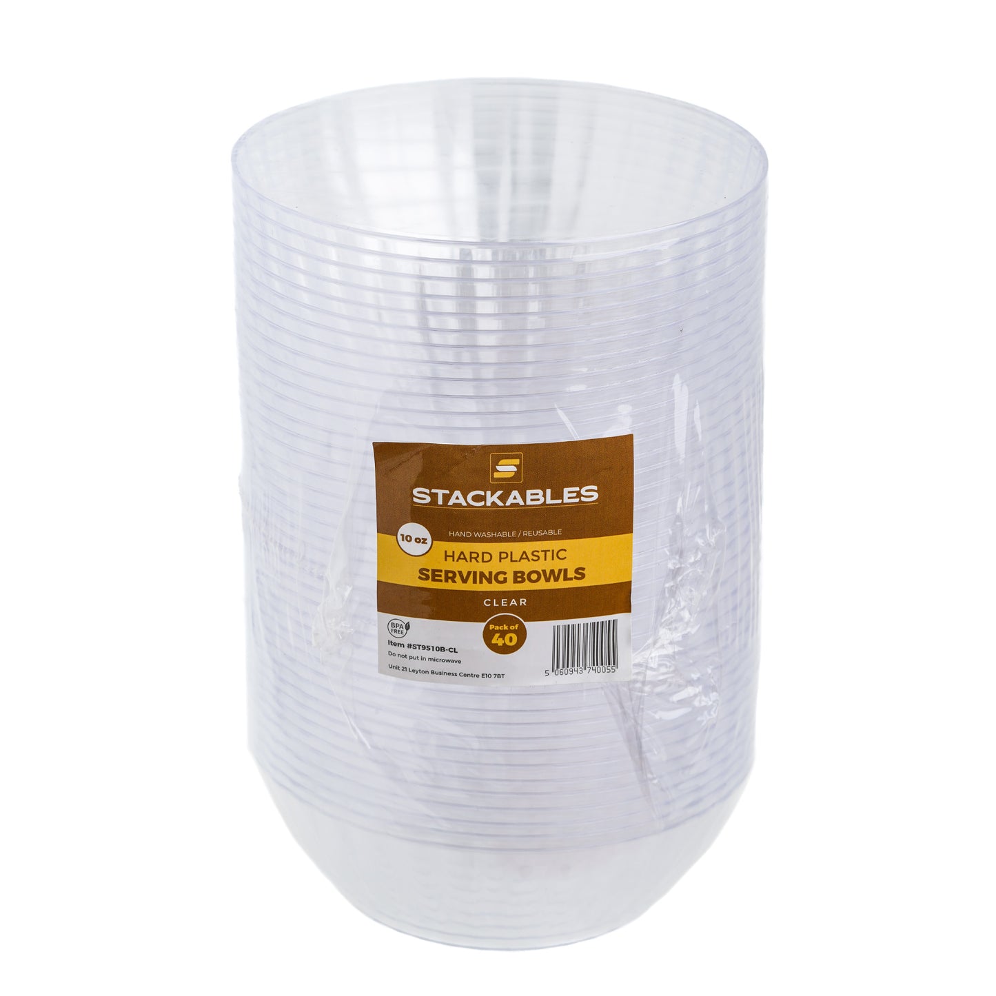 40 Pack - 10oz Clear Plastic Dessert Bowls, Ribbed Design