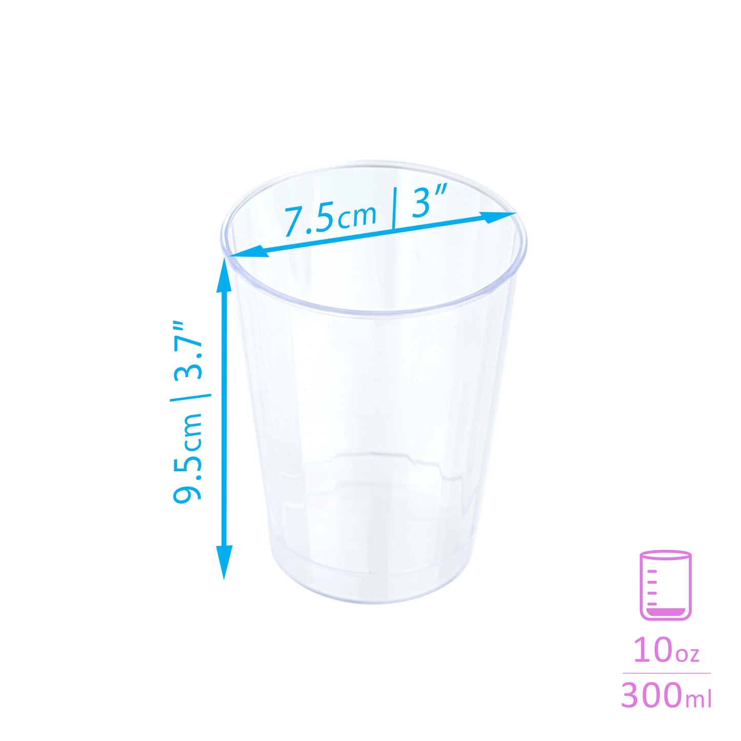 40-Pack 10 oz Heavy-Duty Fluted Clear Plastic Cups