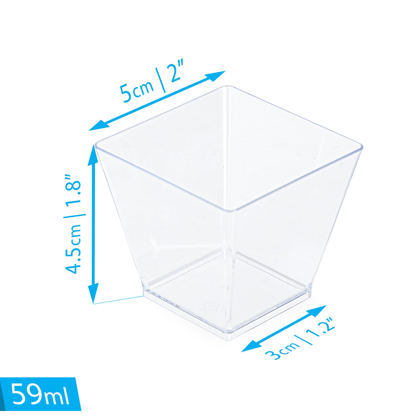 40 Pack, 2 oz Mini Dessert Cups Elegant Square Serving Cups