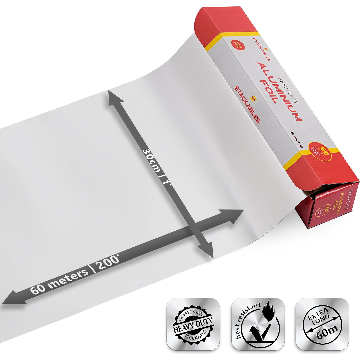 Heavy-Duty Aluminum Foil Roll – 60m x 30cm