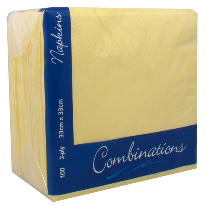 100 Pack Buttermilk Yellow 2-Ply Paper Napkins (33x33 cm)