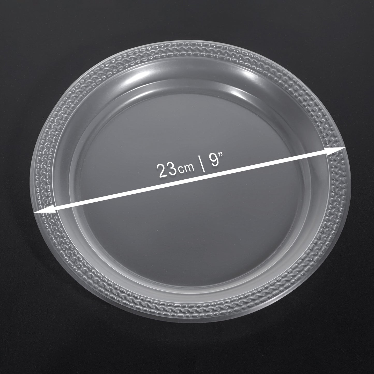 40 Pack 9" Clear Lightweight Plastic Party Plates
