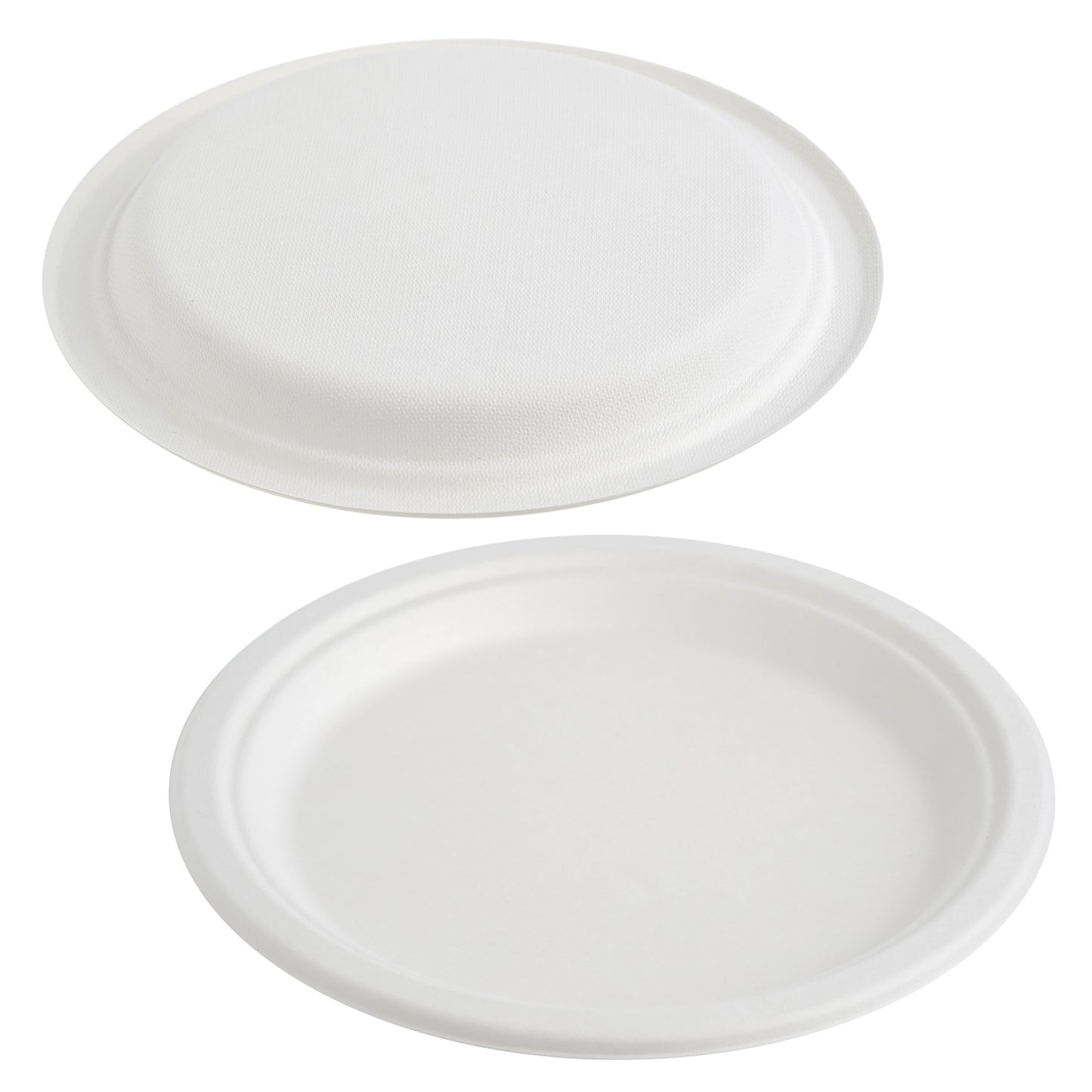 50-Pack White Bagasse 9-Inch Round Plates | Eco-Friendly Party Plates
