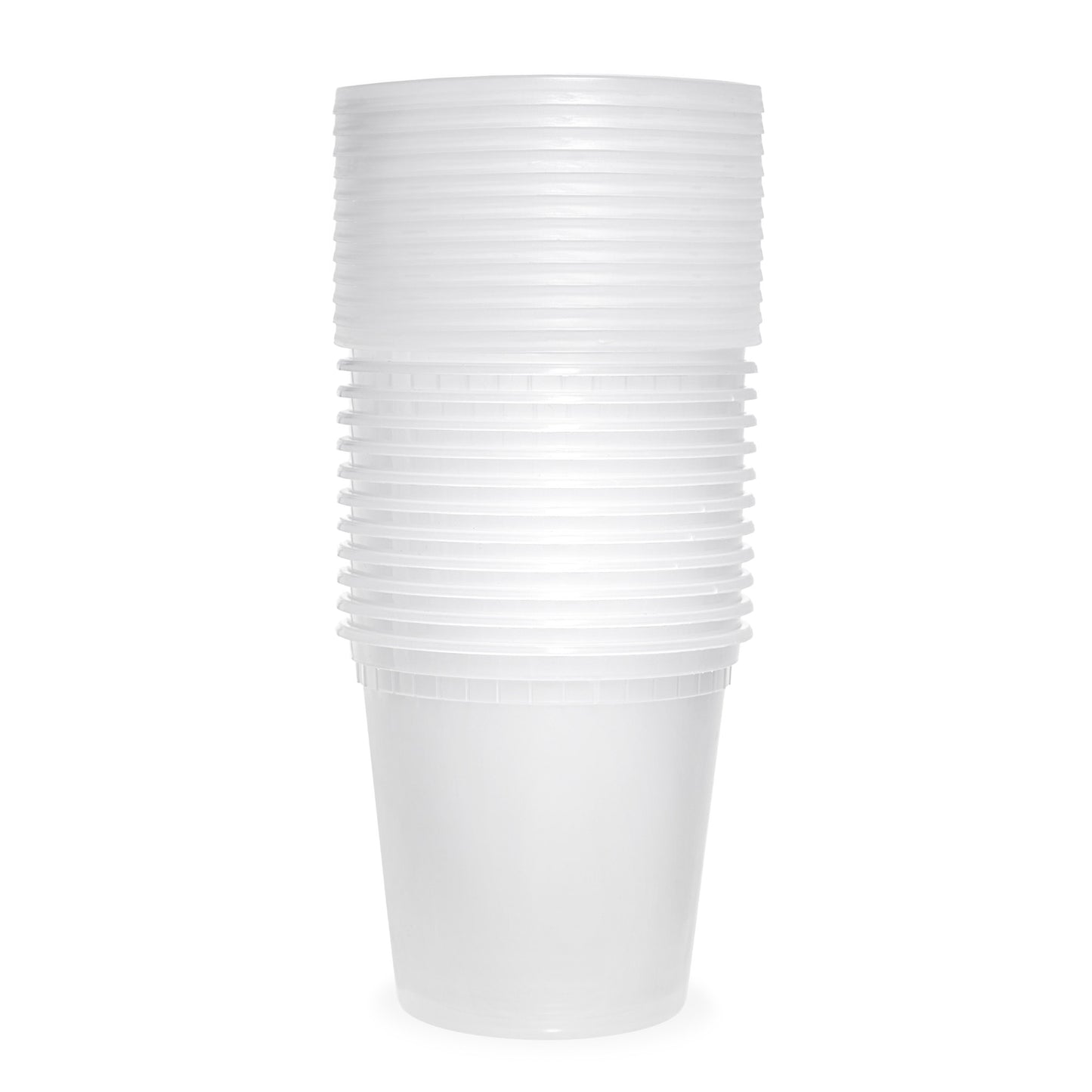 12-Pack 24 oz (710 ml) Clear Round Plastic Deli Containers with Lids