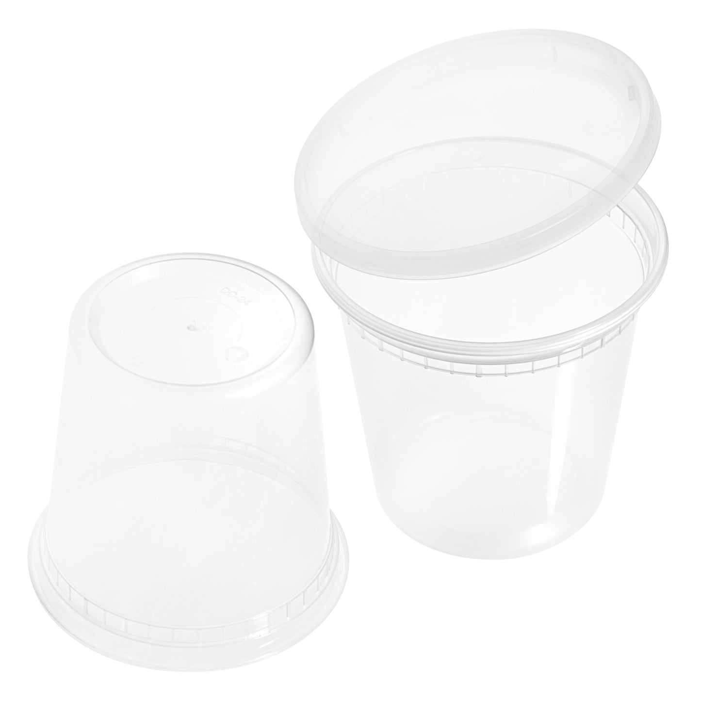 12-Pack 24 oz (710 ml) Clear Round Plastic Deli Containers with Lids