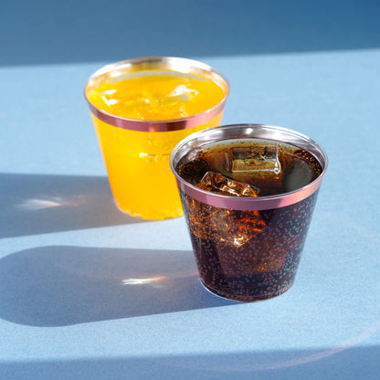 50-Pack 5 oz Clear Plastic Dessert Cups with Rose Gold Rim - Stylish Serveware for Events