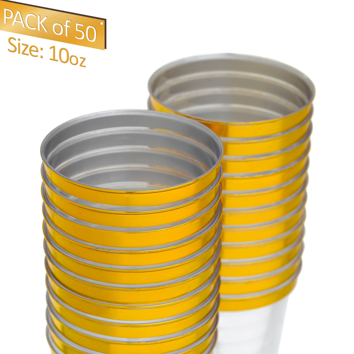 50-Pack 10 oz Clear Plastic Cups with Gold Rim - Premium Party Drinkware for Events