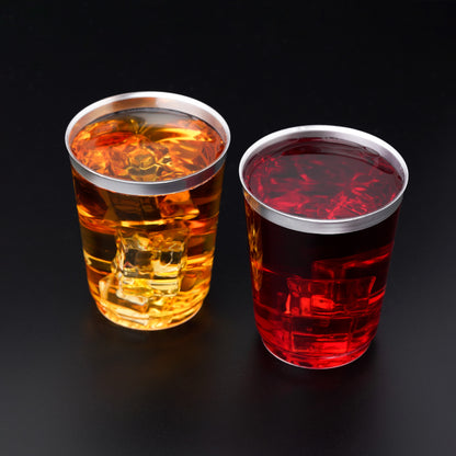 50-Pack 10 oz Clear Plastic Cups with Silver Rim - Stylish Party Drinkware
