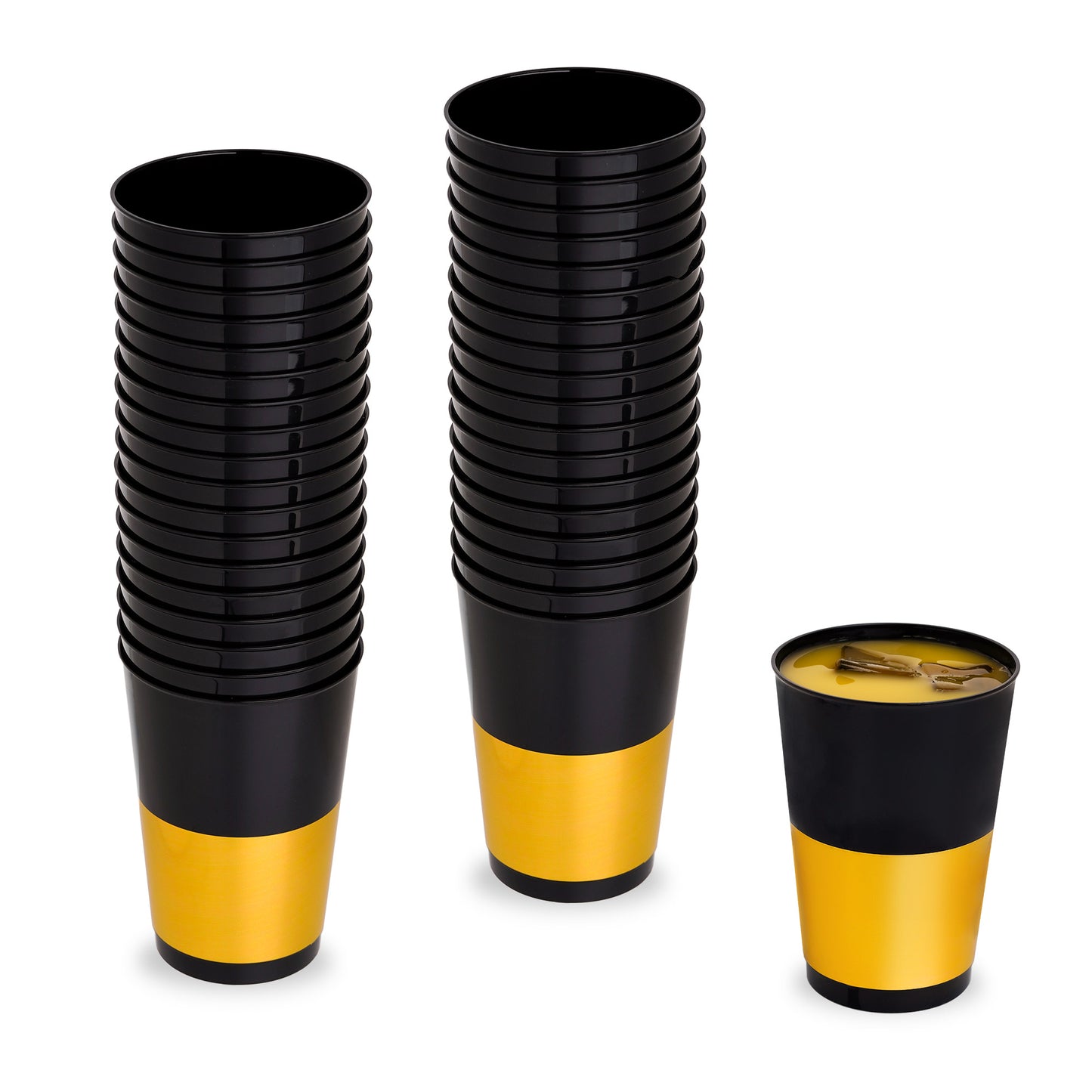 40-Pack 12 oz Black and Gold Plastic Cups
