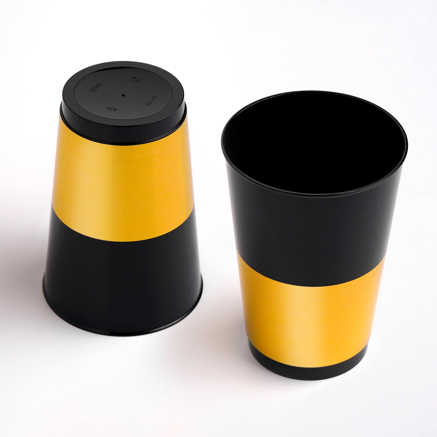 40-Pack 12 oz Black and Gold Plastic Cups