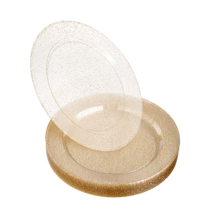 20-Pack 7.5" Hard Plastic Side Plates with Glitter Gold Accent
