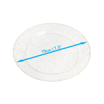 20-Pack 7.5" Hard Plastic Side Plates with Glitter Gold Accent