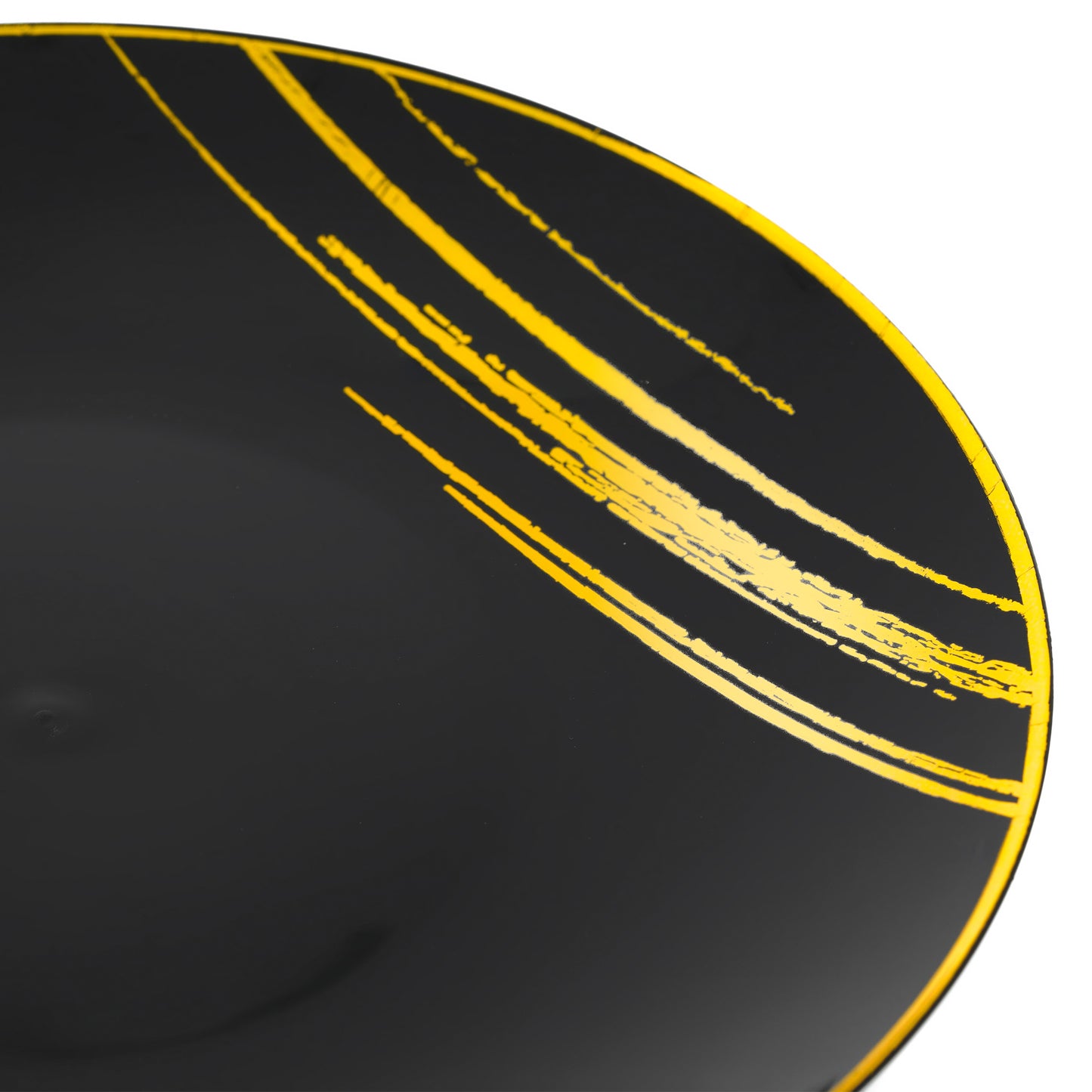 20 Pack 7.5" Black & Gold Salad Plates – Hard Plastic for Elegant Events