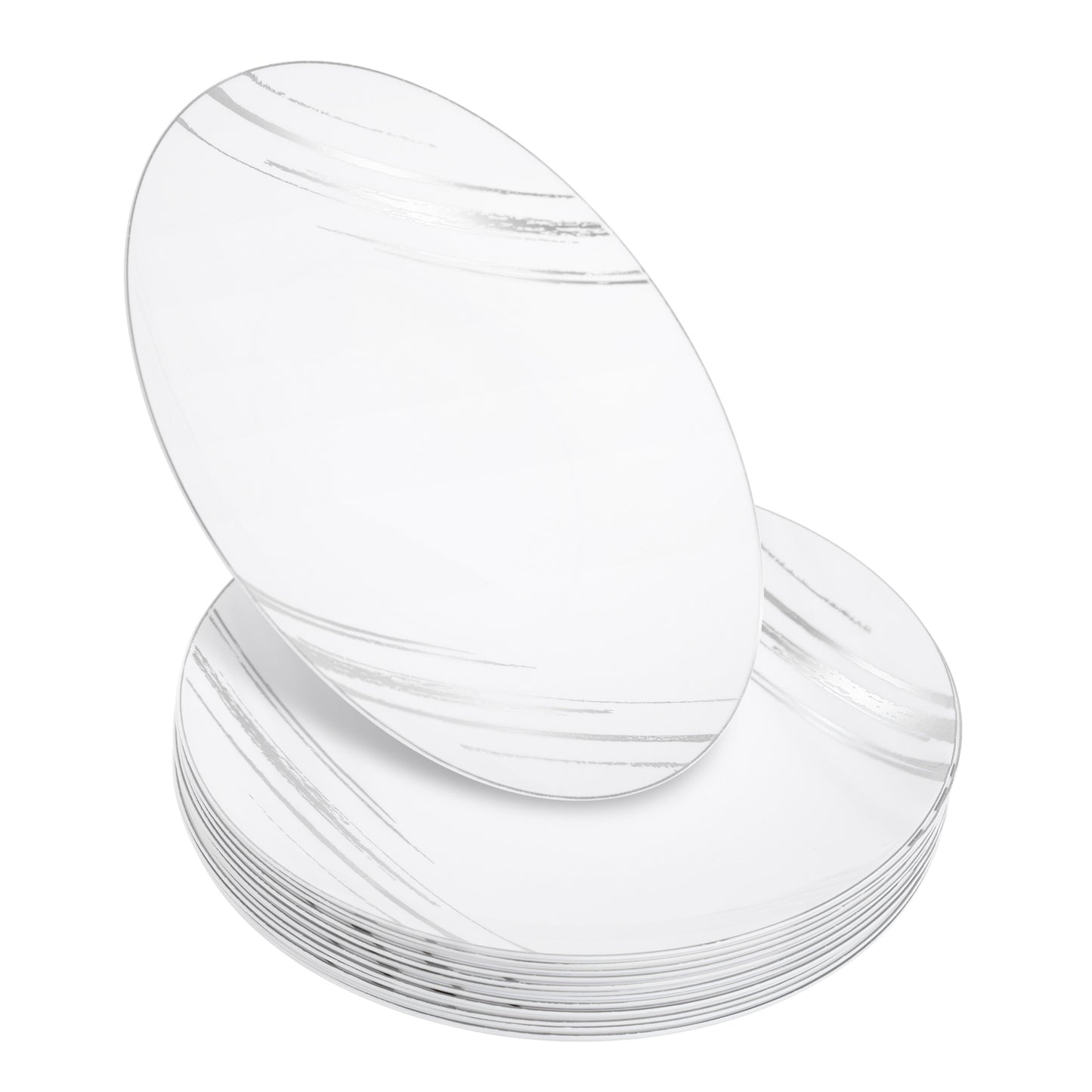 20 Pack 8-Inch White and Silver Hard Plastic Side Salad Plates