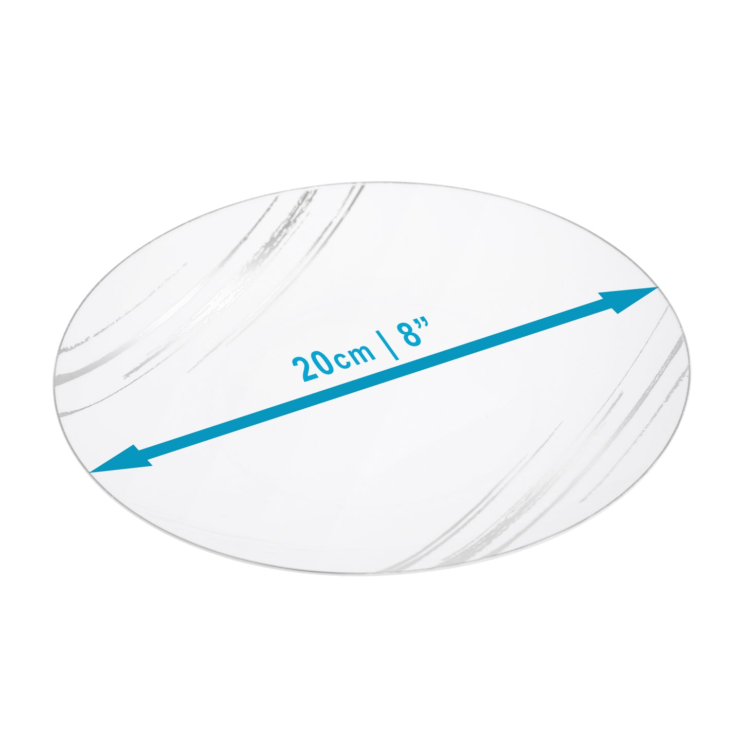 20 Pack 8-Inch White and Silver Hard Plastic Side Salad Plates