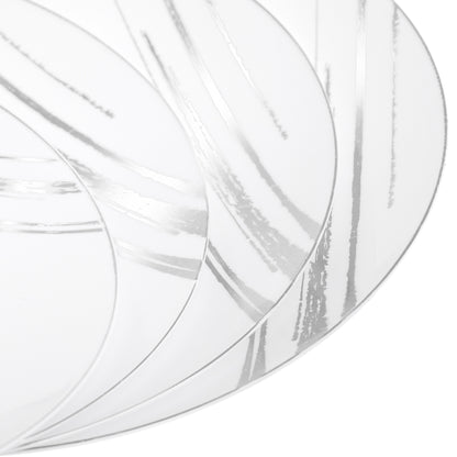 20 Pack 8-Inch White and Silver Hard Plastic Side Salad Plates