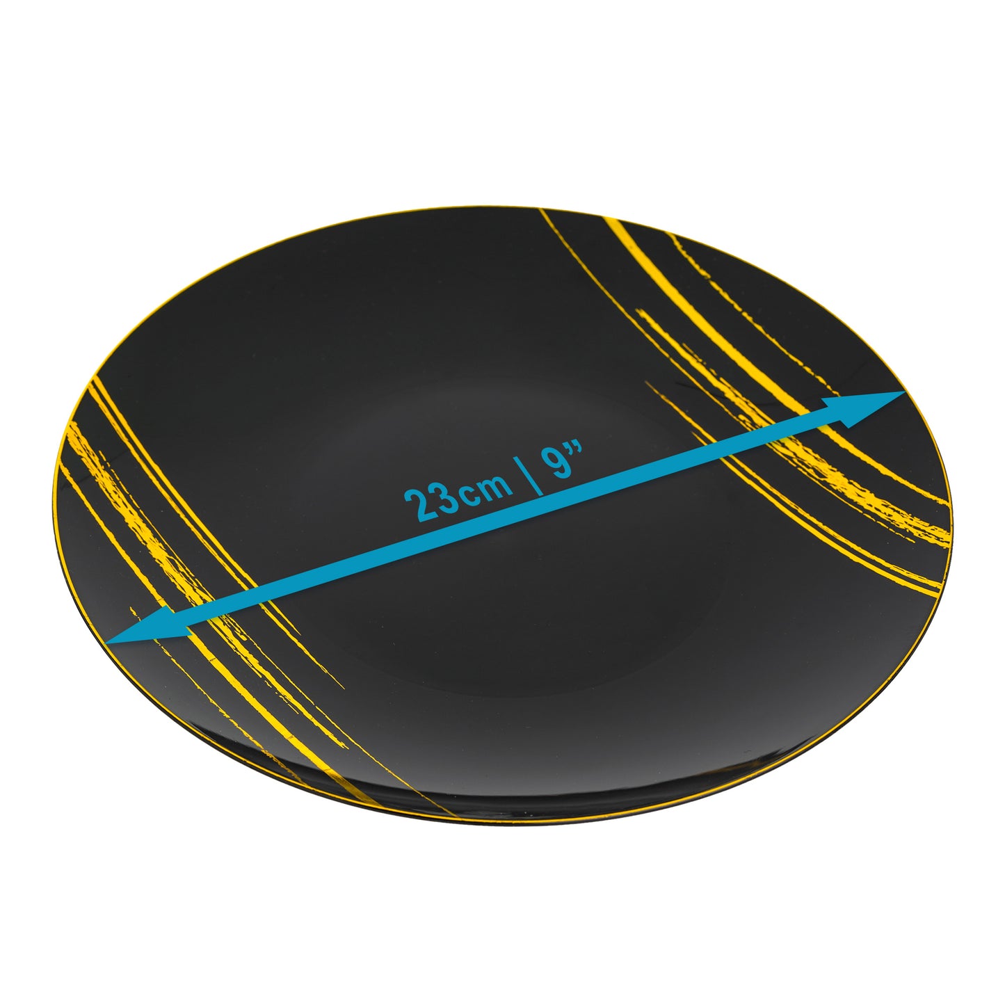 20 Pack 9-Inch Black and Gold Hard Plastic Dinner Plates