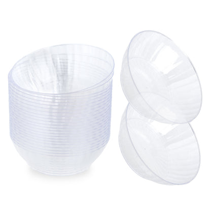 40 Pack - 10oz Clear Plastic Dessert Bowls, Ribbed Design