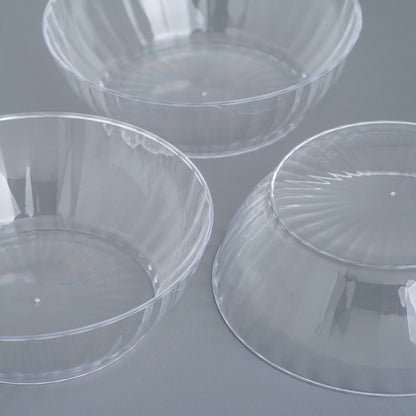 40 Pack - 10oz Clear Plastic Dessert Bowls, Ribbed Design