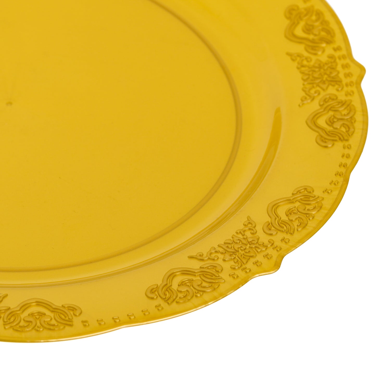 20 Pack 9" Gold Plastic Dinner Plates with Elegant Embossed Rim