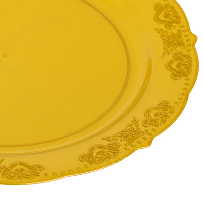 20 Pack 9" Gold Plastic Dinner Plates with Elegant Embossed Rim