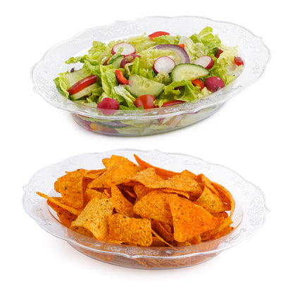 Pack of 4 Clear Plastic Glitter Oval Serving Bowls - 29oz (855ml)
