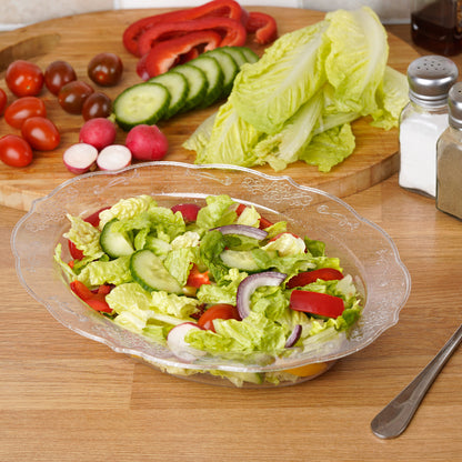 Pack of 4 Clear Plastic Glitter Oval Serving Bowls - 29oz (855ml)
