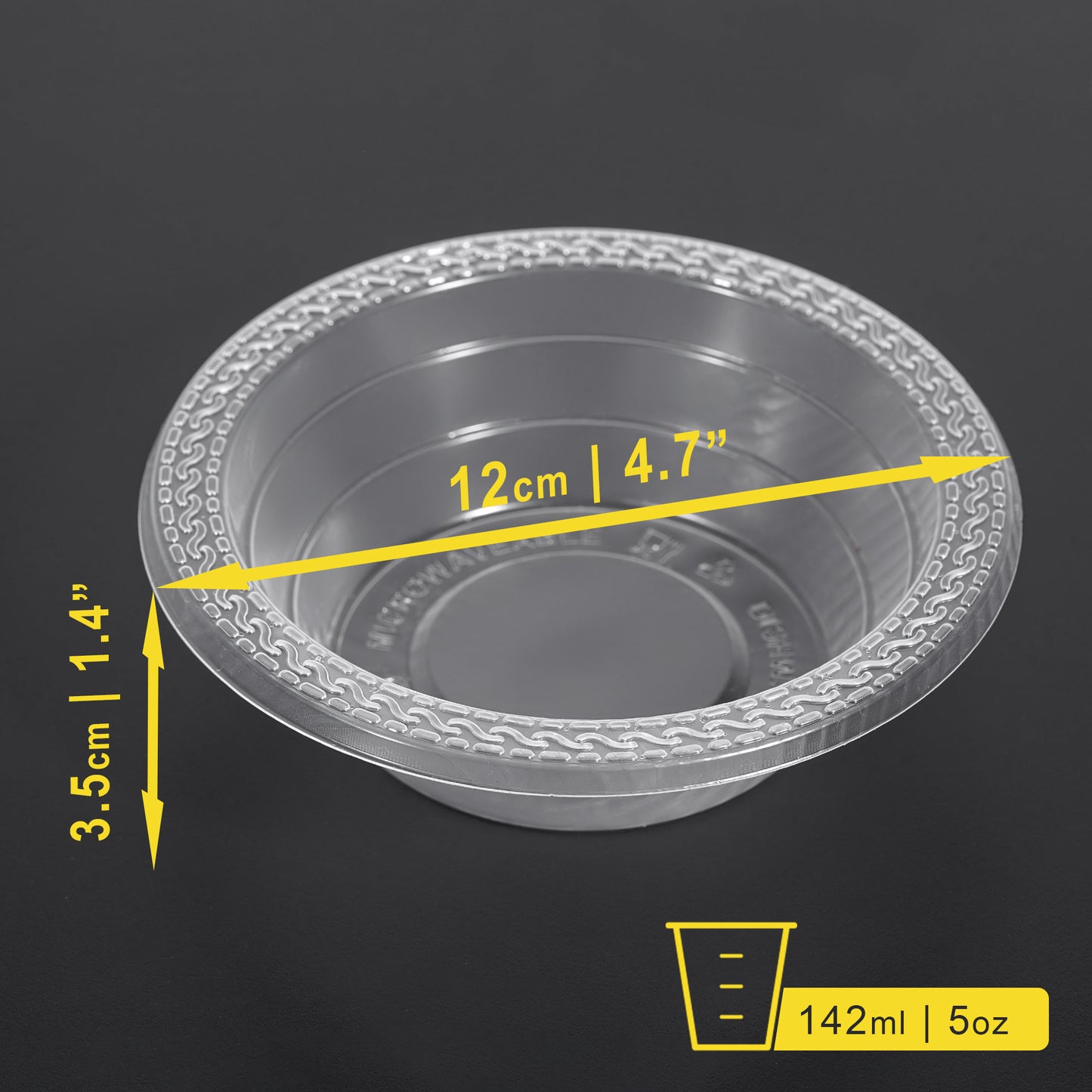 40 Pack 5 oz Lightweight Plastic Dessert Party Bowls