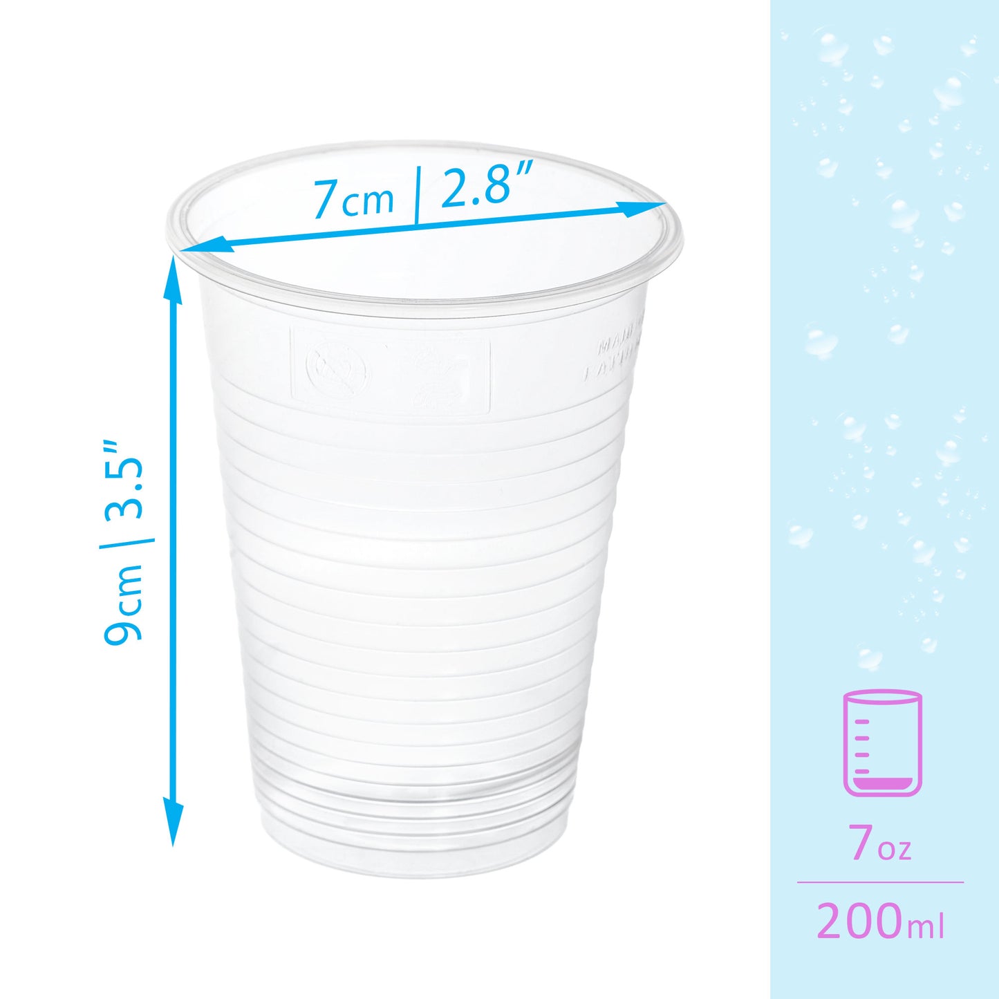 100 Pack 7 oz (200 ml) Clear Plastic Cups – BPA-Free, Sturdy, Ideal for Parties and Beverages