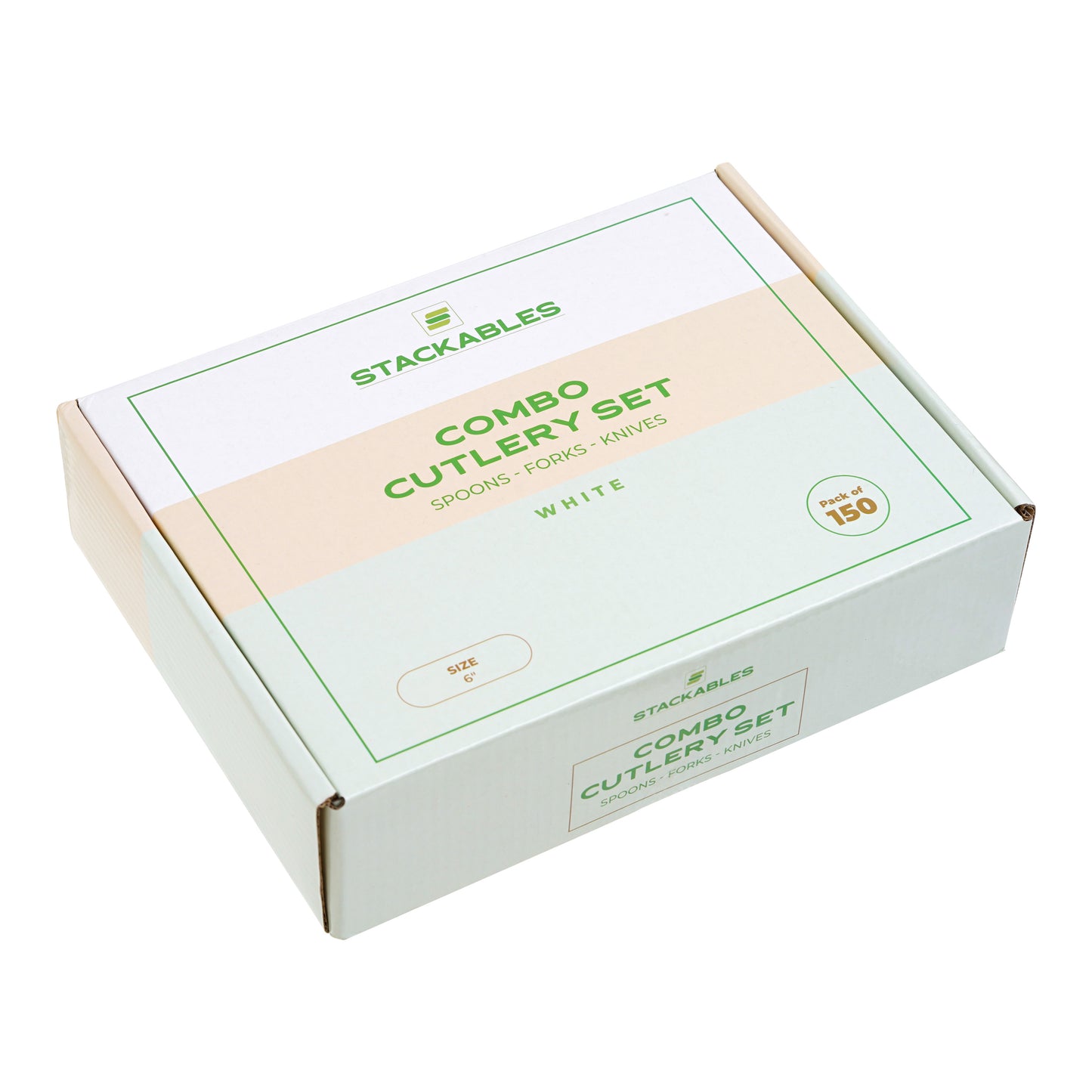 150-Pack White CPLA Compostable Cutlery Combo Set - Forks, Spoons, Knives