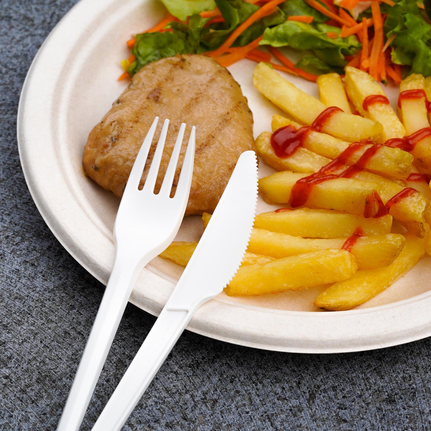 150-Pack White CPLA Compostable Cutlery Combo Set - Forks, Spoons, Knives