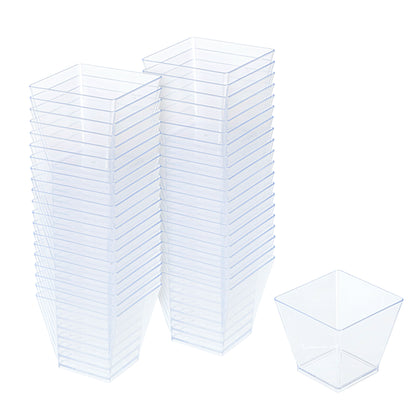 40 Pack, 2 oz Mini Dessert Cups Elegant Square Serving Cups
