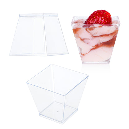 40 Pack, 2 oz Mini Dessert Cups Elegant Square Serving Cups