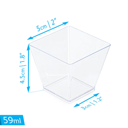40 Pack, 2 oz Mini Dessert Cups Elegant Square Serving Cups