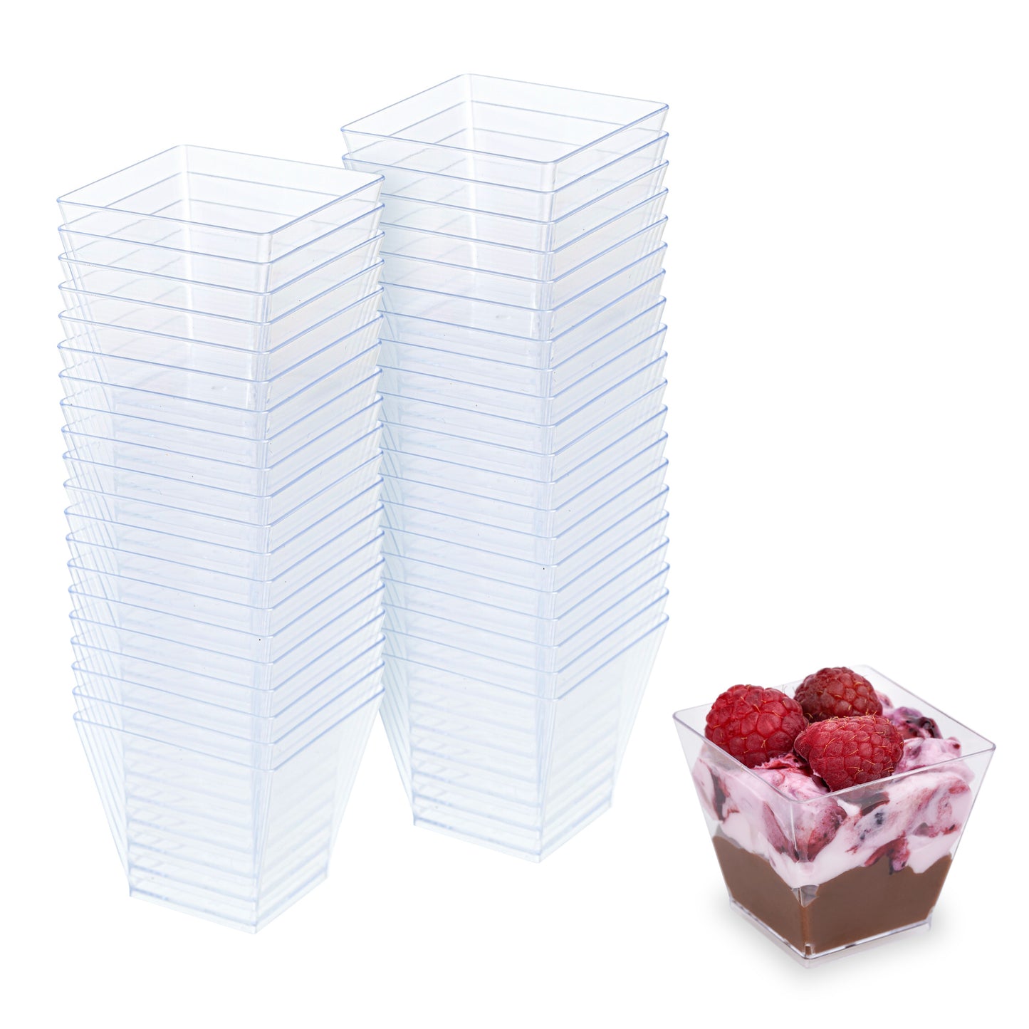 40 Pack, 2 oz Mini Dessert Cups Elegant Square Serving Cups