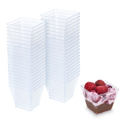 40 Pack, 2 oz Mini Dessert Cups Elegant Square Serving Cups