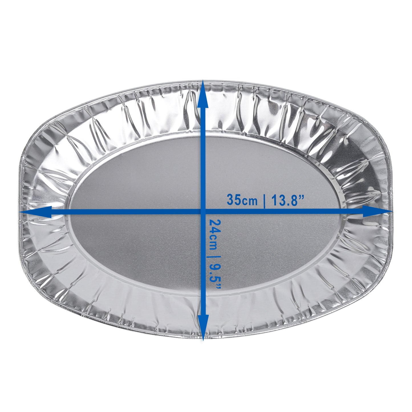 15 Pack Aluminum Oval Platter Trays - 35x24 cm Catering Serveware