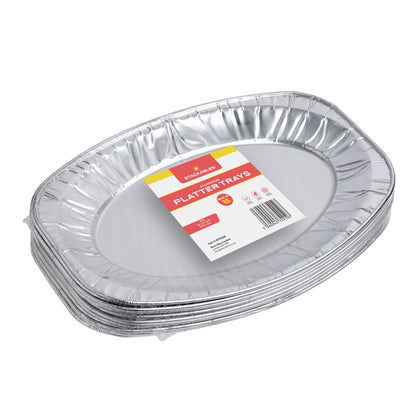 15 Pack Aluminum Oval Platter Trays - 35x24 cm Catering Serveware