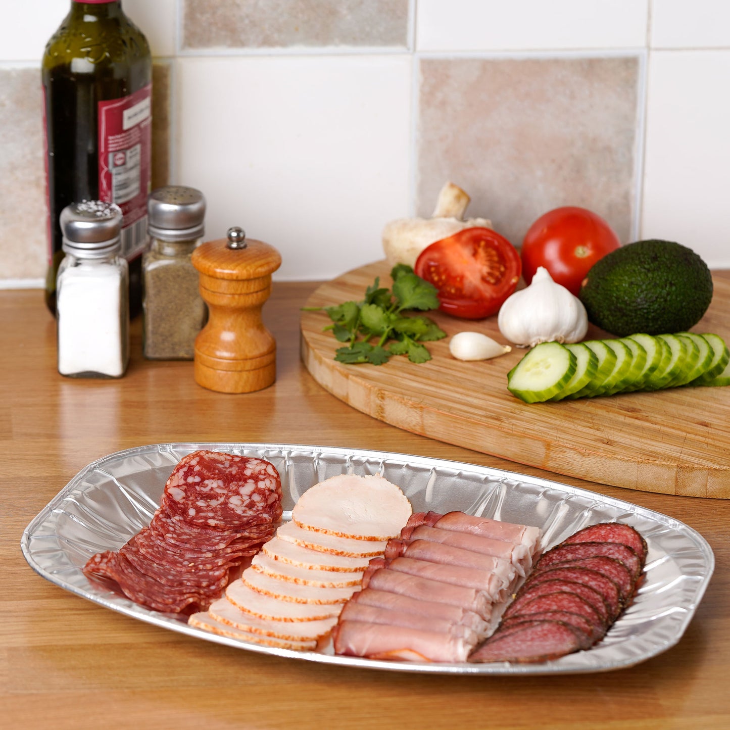 15 Pack Aluminum Oval Platter Trays - 35x24 cm Catering Serveware