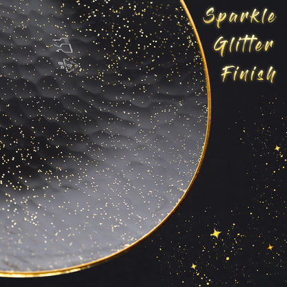 20 Pack 10" Clear Plastic Plates with Gold Rim & Glitter Finish