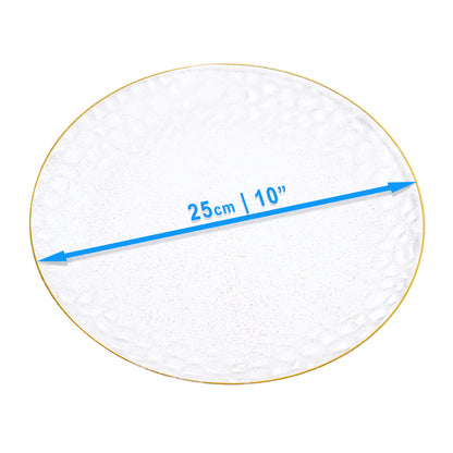 20 Pack 10" Clear Plastic Plates with Gold Rim & Glitter Finish